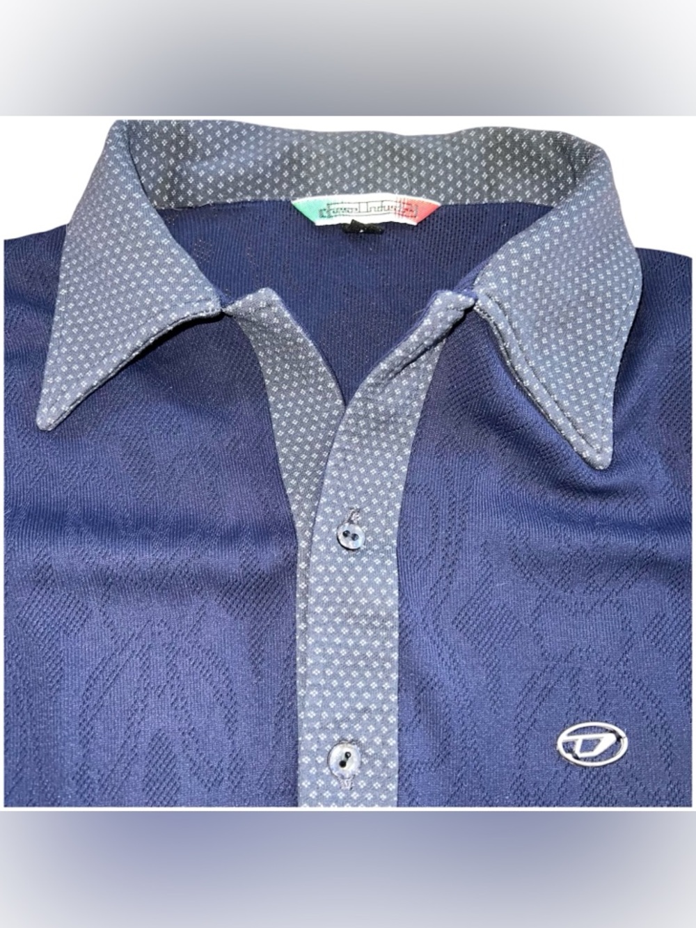 Diesel Industry Mens Vtg shirt Large Sweater Burnout Blue Cardigan Button Preppy - Picture 3 of 15